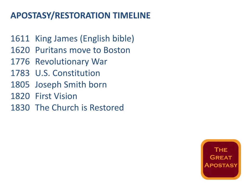 apostasy restoration timeline 3