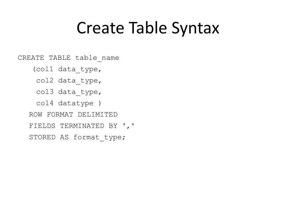 create table syntax