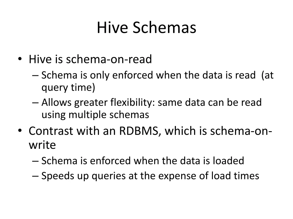 hive schemas