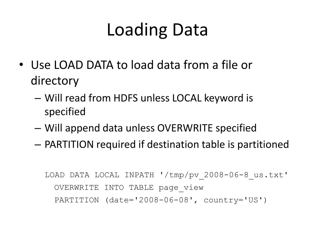 loading data