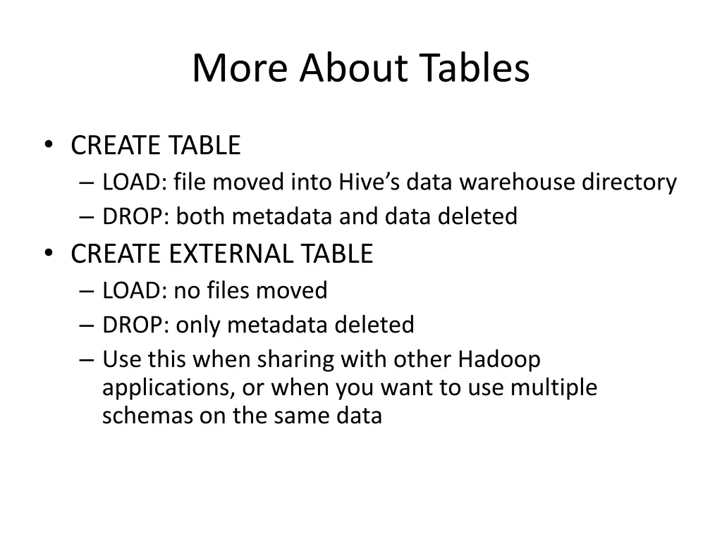 more about tables