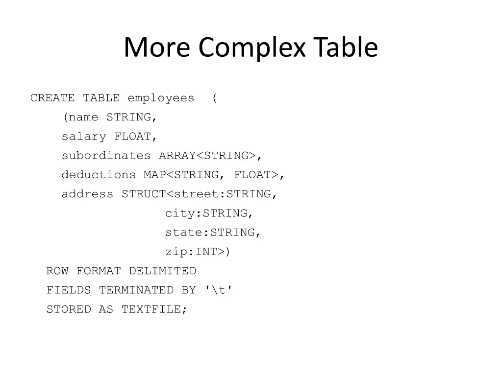 more complex table