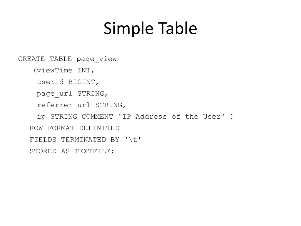 simple table