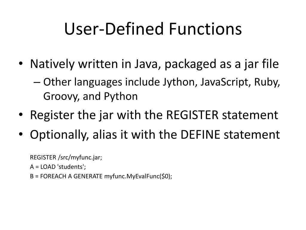 user defined functions