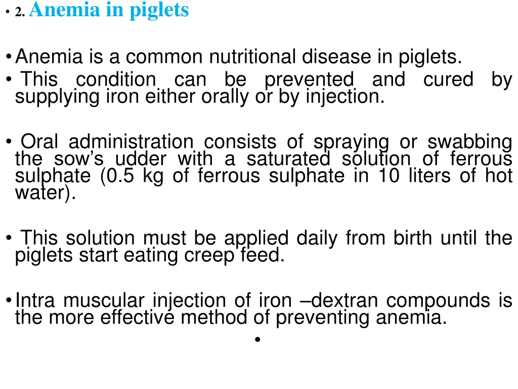 2 anemia in piglets