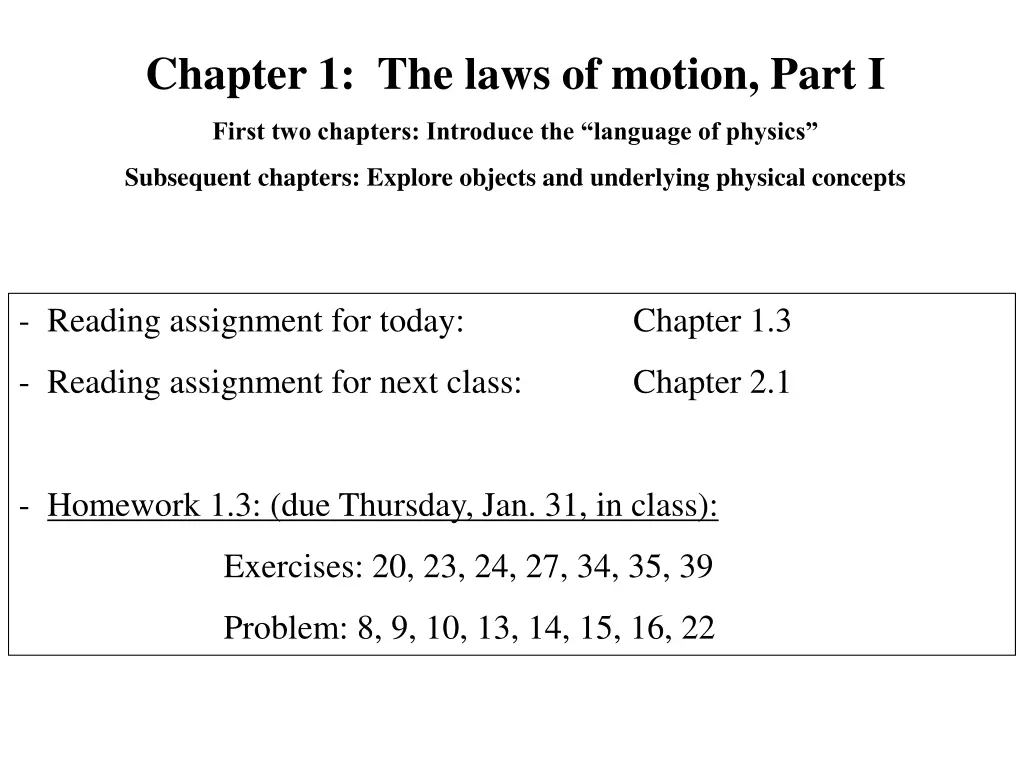 chapter 1 the laws of motion part i