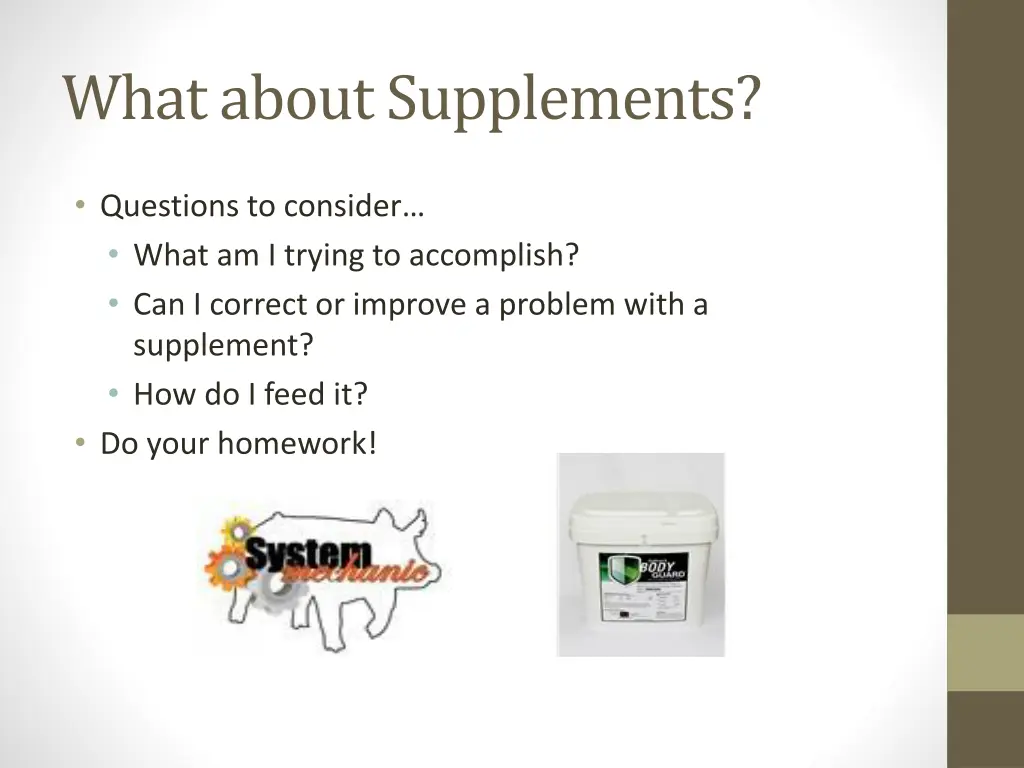 what about supplements