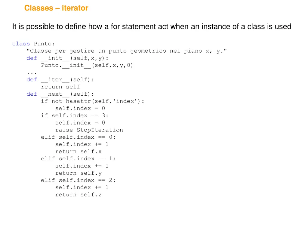 classes iterator