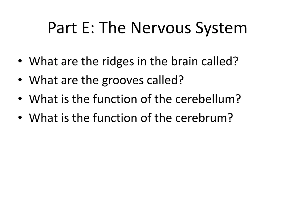 part e the nervous system