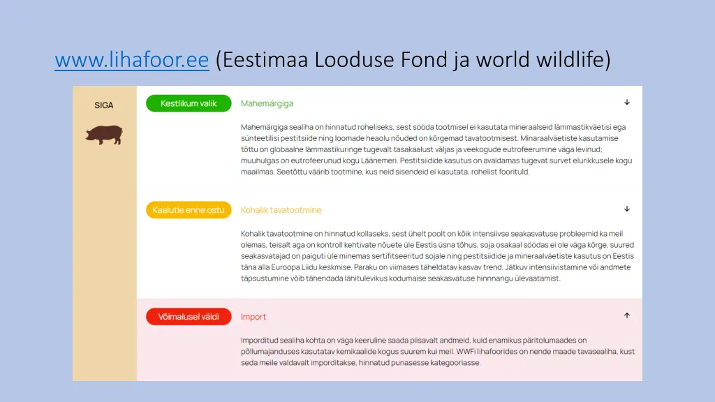 www lihafoor ee eestimaa looduse fond ja world