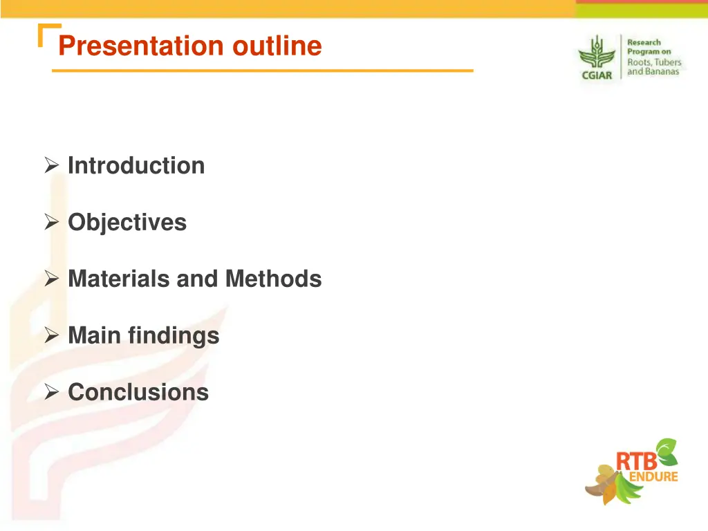 presentation outline