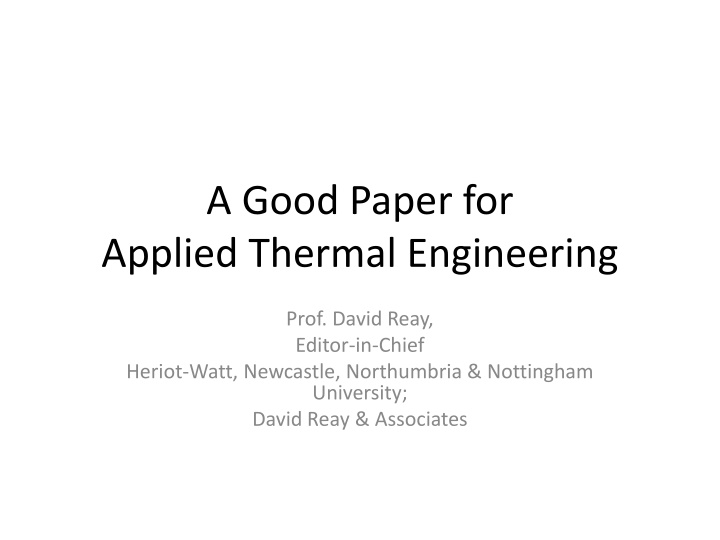 a good paper for applied thermal engineering