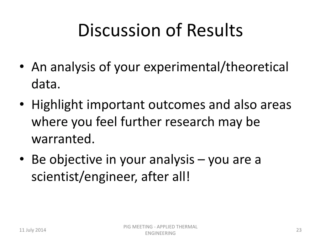 discussion of results