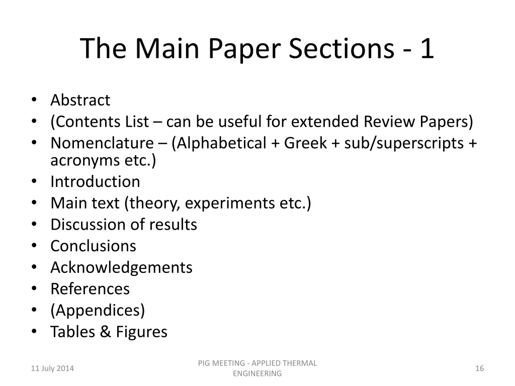 the main paper sections 1