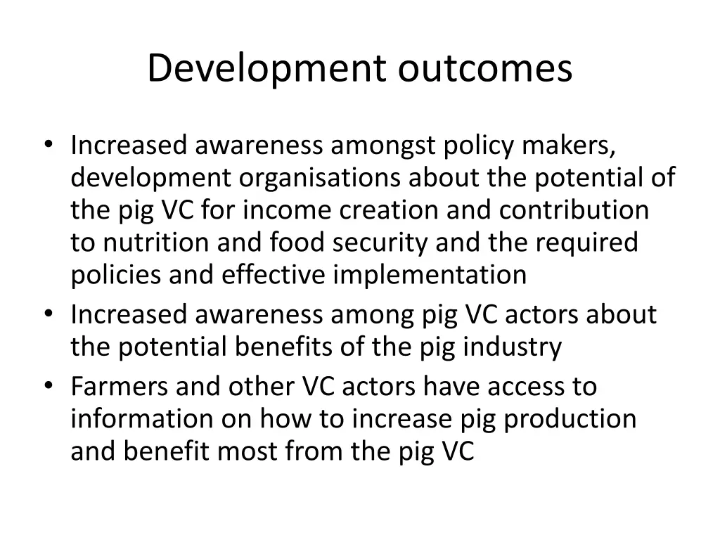 development outcomes