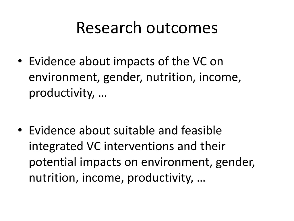 research outcomes