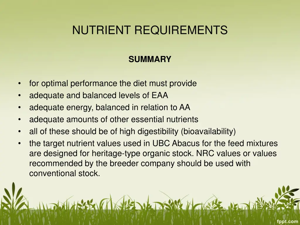 nutrient requirements 2