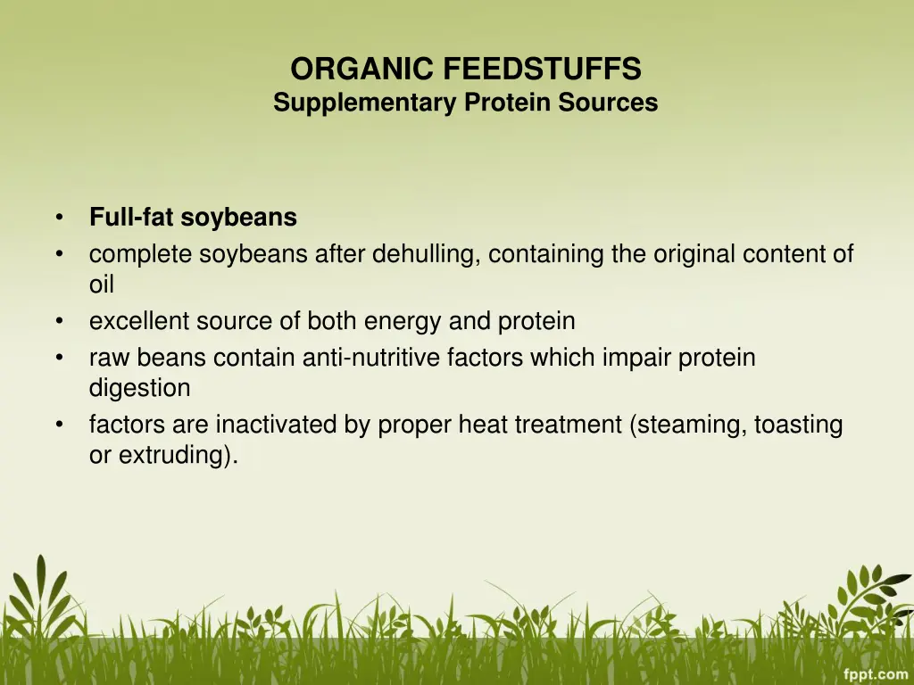 organic feedstuffs supplementary protein sources 1