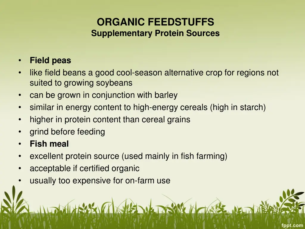 organic feedstuffs supplementary protein sources 3