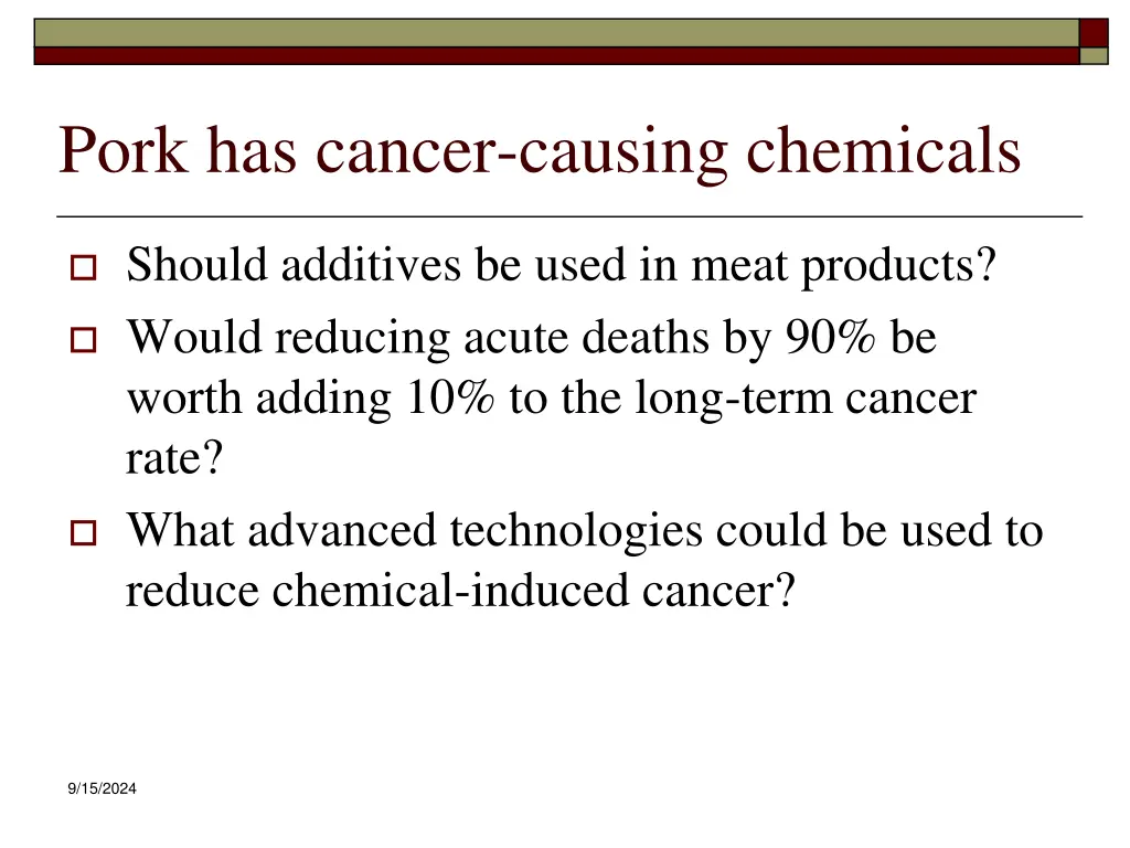 pork has cancer causing chemicals