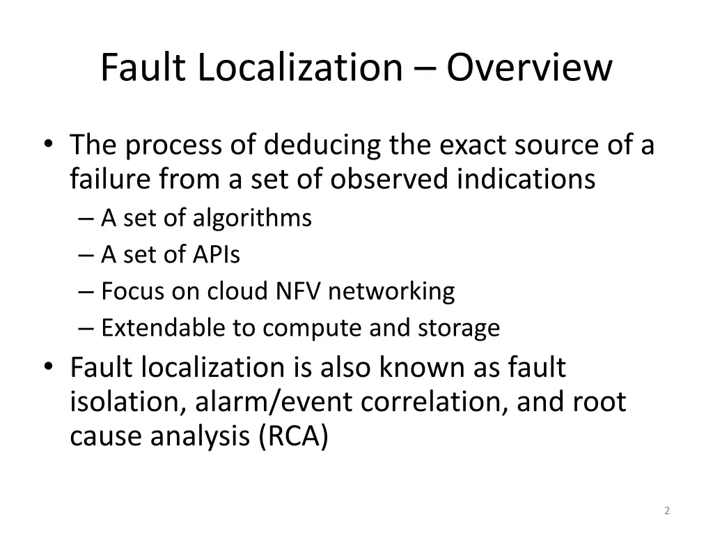 fault localization overview