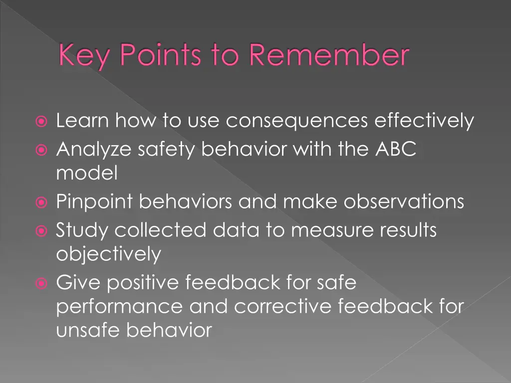 key points to remember