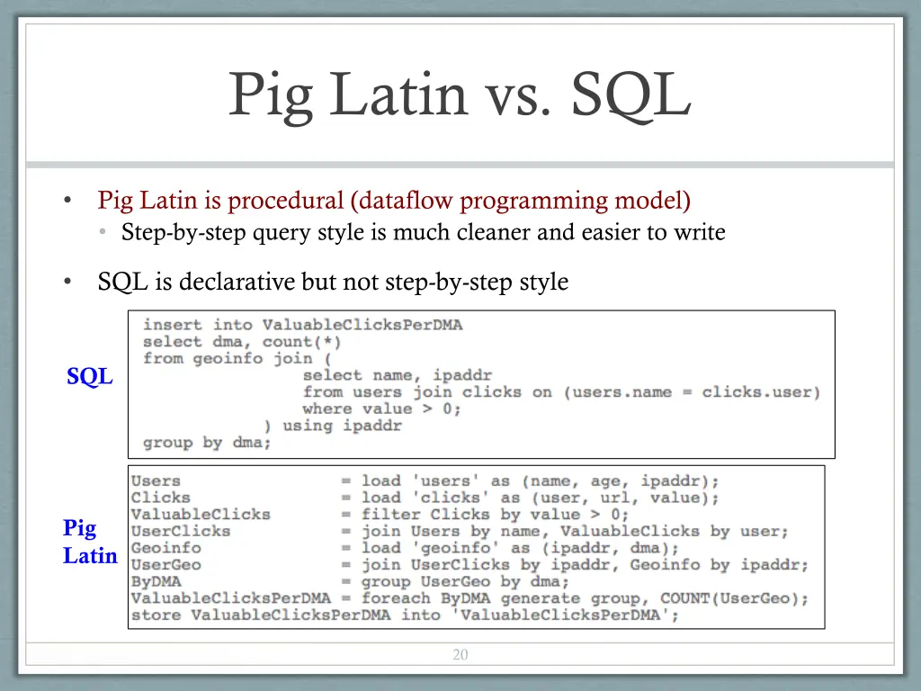 pig latin vs sql