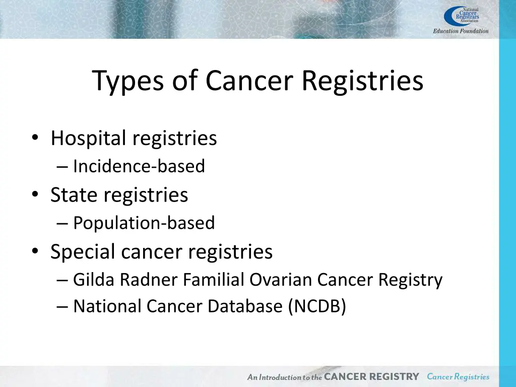 types of cancer registries