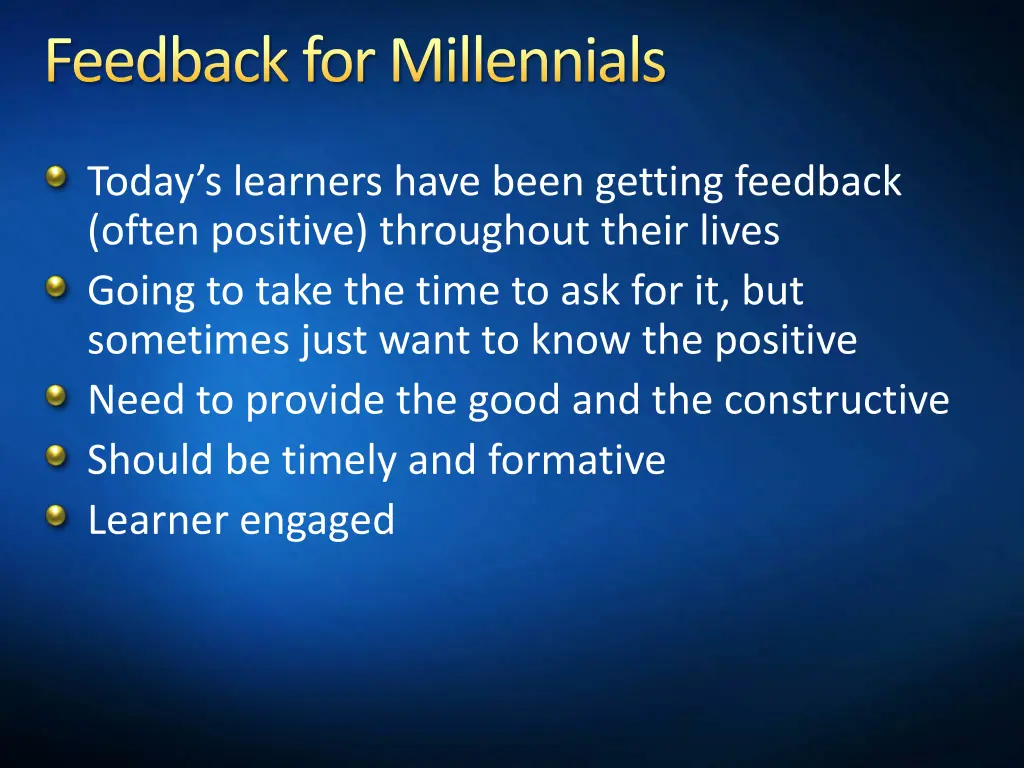 feedback for millennials