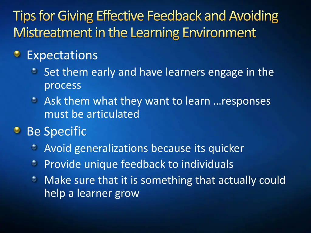 tips for giving effective feedback and avoiding