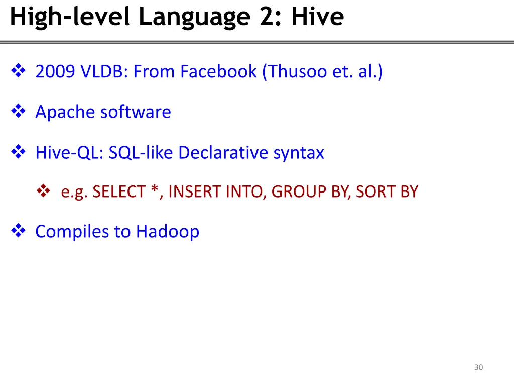 high level language 2 hive