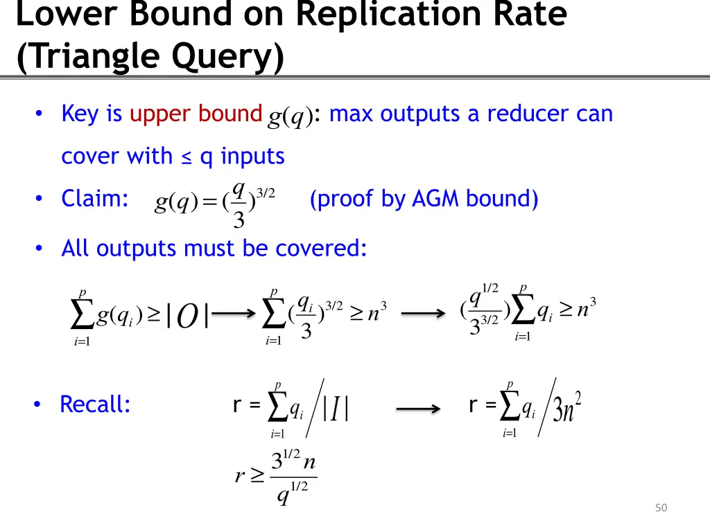 lower bound on replication rate triangle query