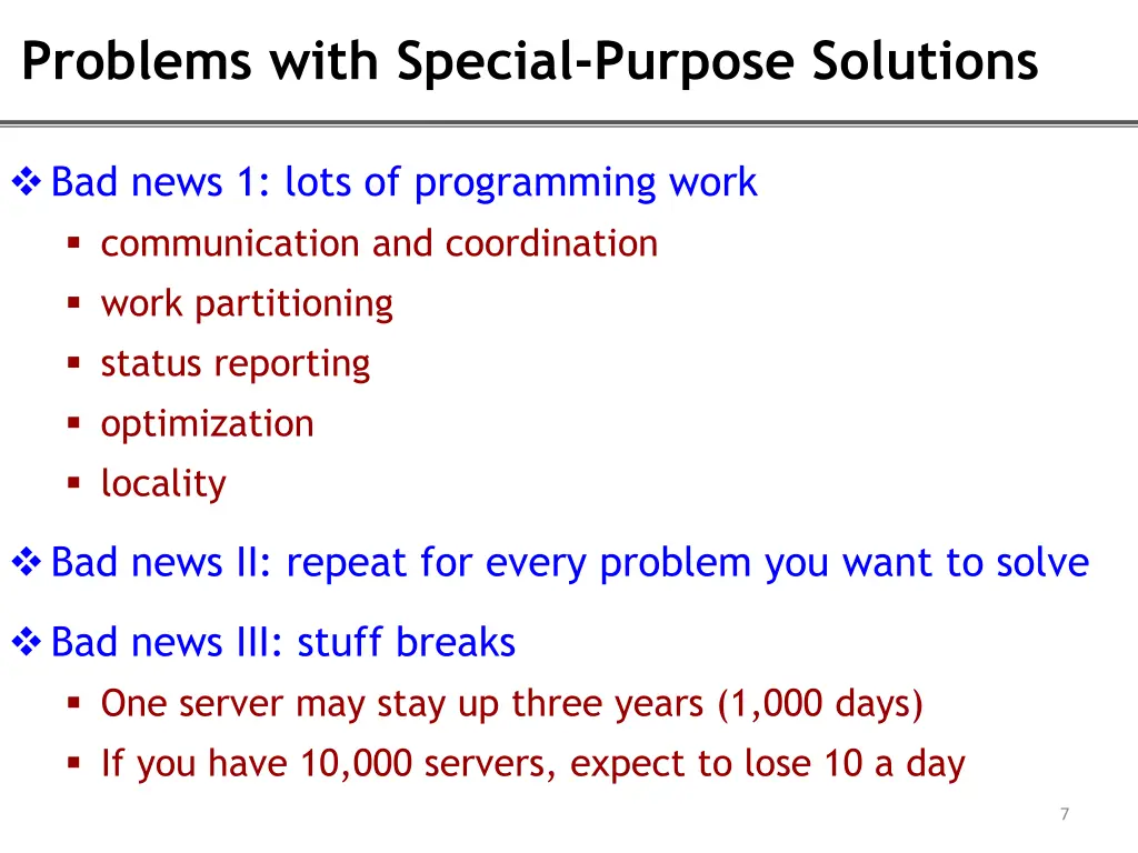 problems with special purpose solutions