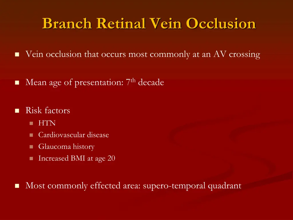 branch retinal vein occlusion