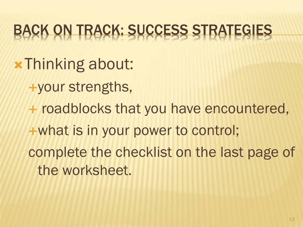 back on track success strategies