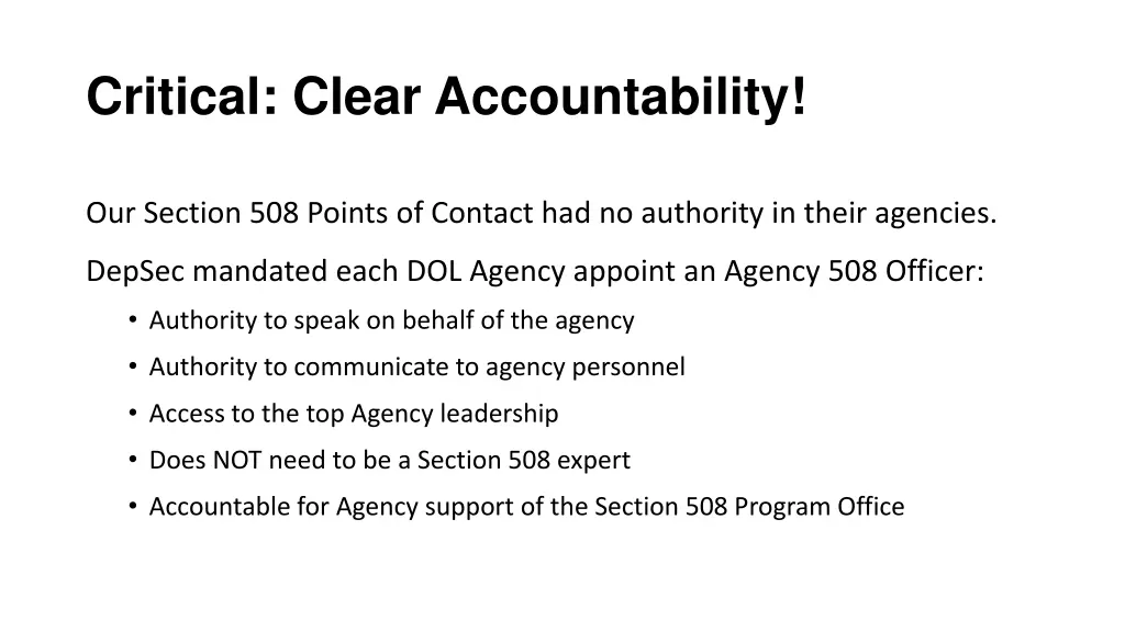 critical clear accountability