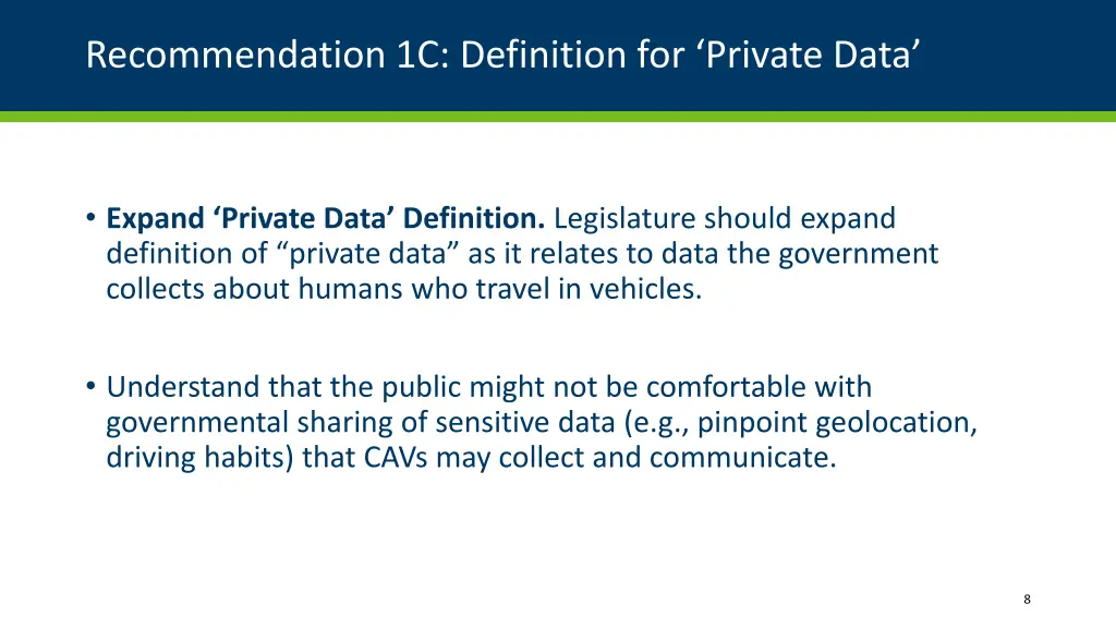 recommendation 1c definition for private data