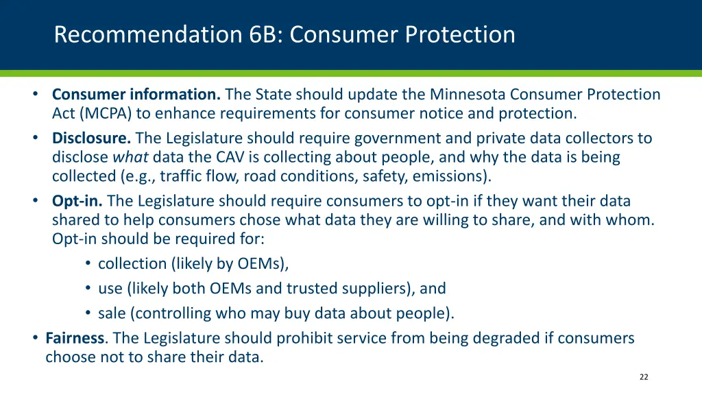 recommendation 6b consumer protection