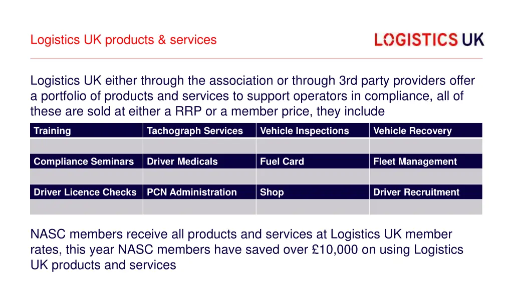 logistics uk products services