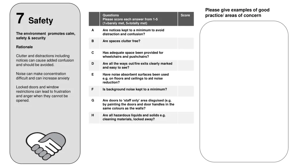 please give examples of good practice areas 5