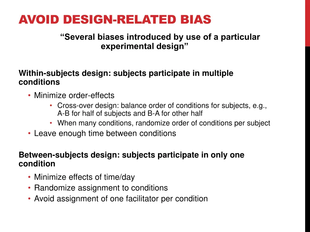 avoid design related bias