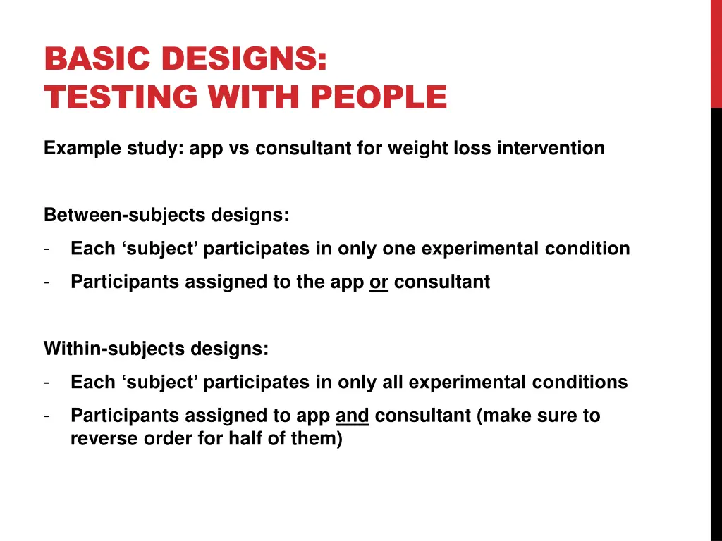 basic designs testing with people