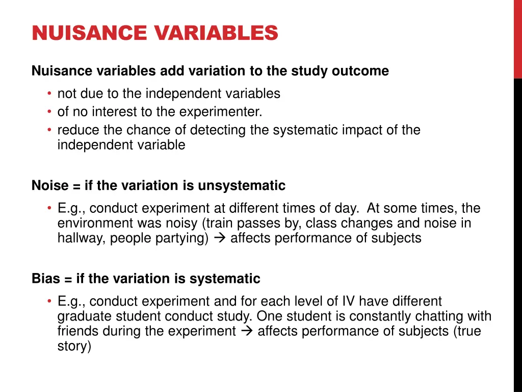 nuisance variables