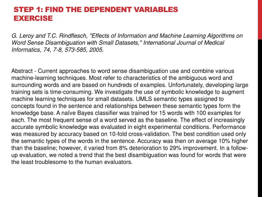 step 1 find the dependent variables exercise 2