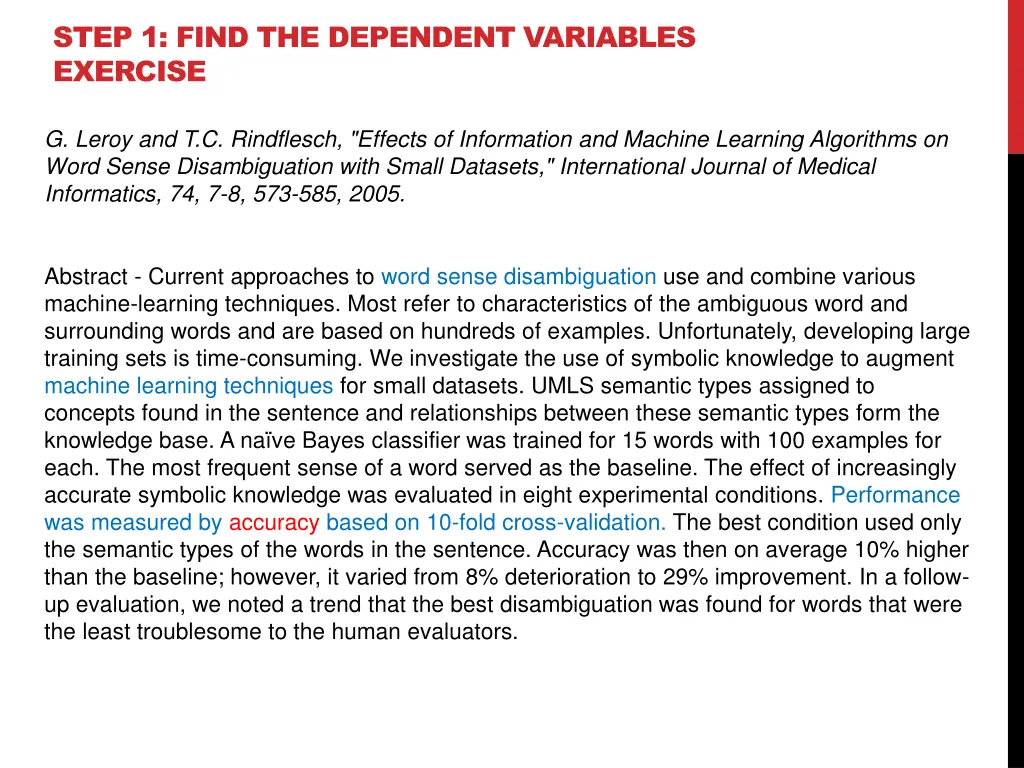 step 1 find the dependent variables exercise 3