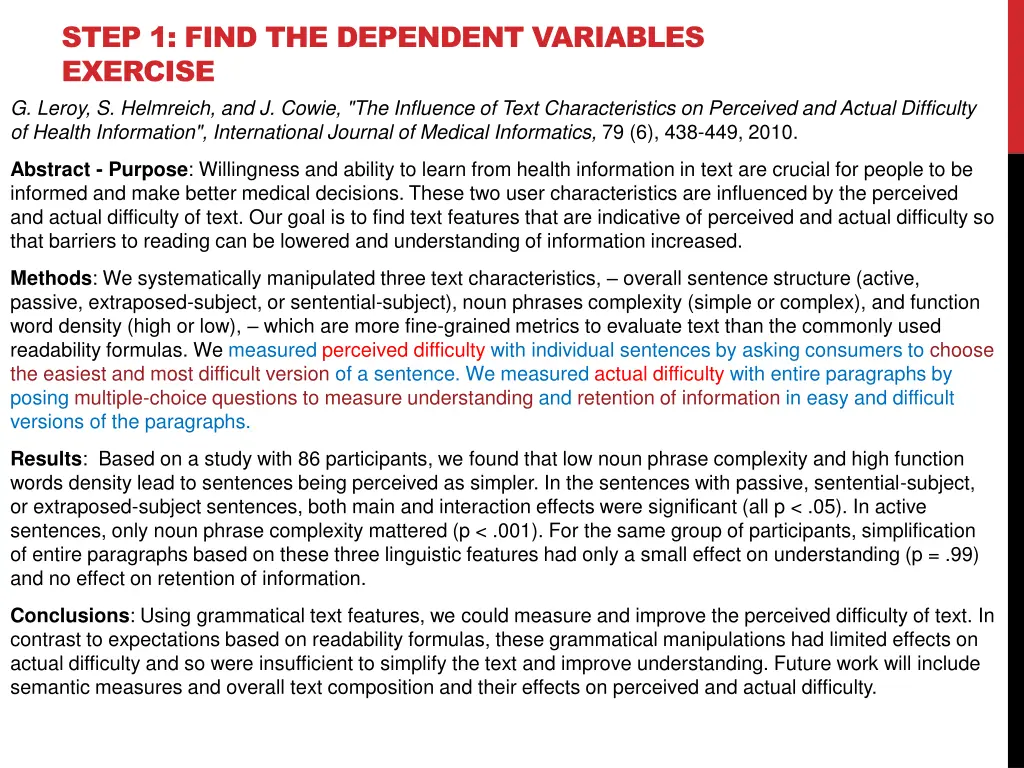 step 1 find the dependent variables exercise 5