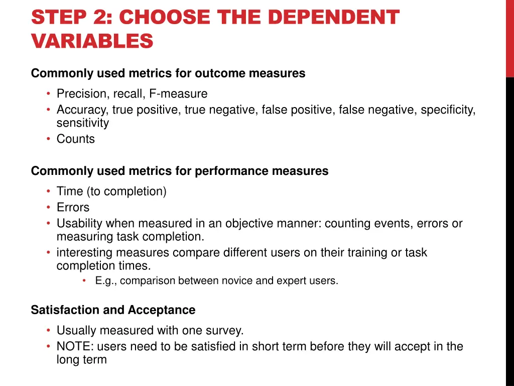 step 2 choose the dependent variables 1