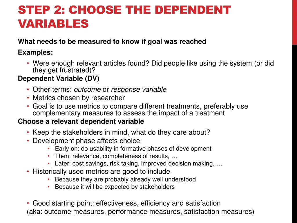 step 2 choose the dependent variables