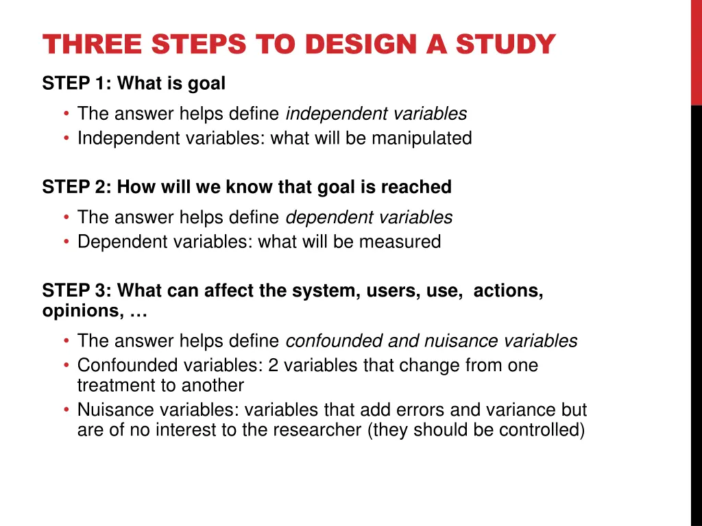 three steps to design a study