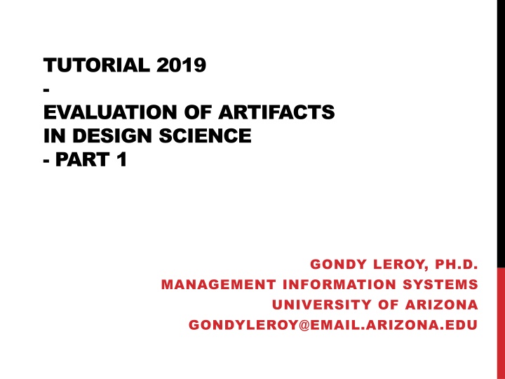 tutorial 2019 evaluation of artifacts in design